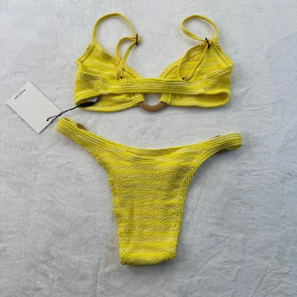 Bond Eye Australia Ring Lisso Bikini Top & Scene Brief Limoncello Yellow OS NWT - Picture 7 of 16
